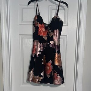 Charlotte Russe Black and Orange Spaghetti Strap Mini Dress
